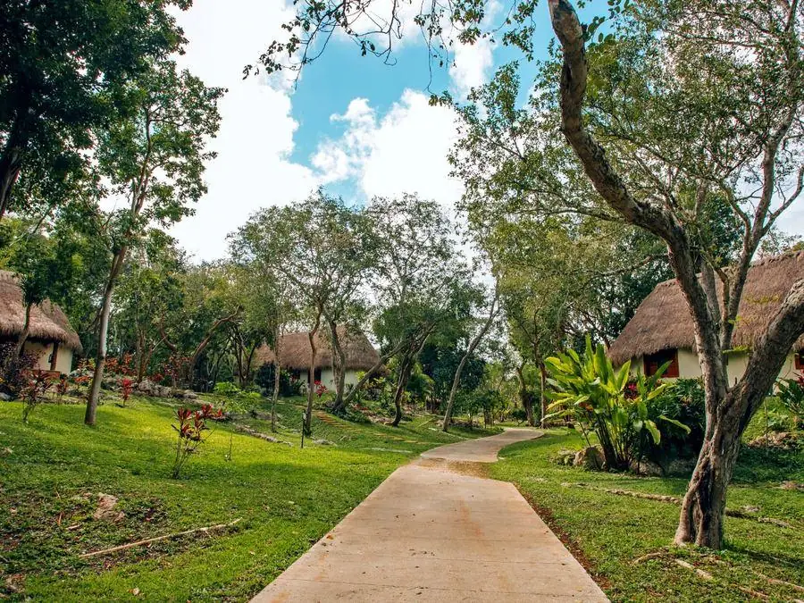 The Lodge bungalows nestled in the jungle at El Gran Maya
